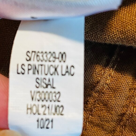 Old Navy Women's XS Long Sleeve Pintuck Lace Dress Sisal Brown - Picture 3 of 9